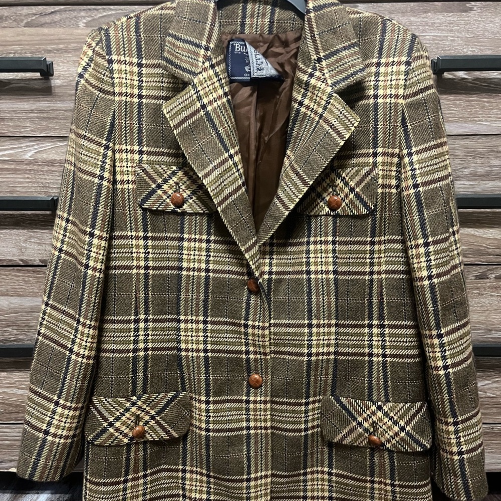 Burberry Brown Tan Blazer Classic Tailored Design